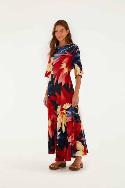 Vestido Cropped Estampado Chita Pintada