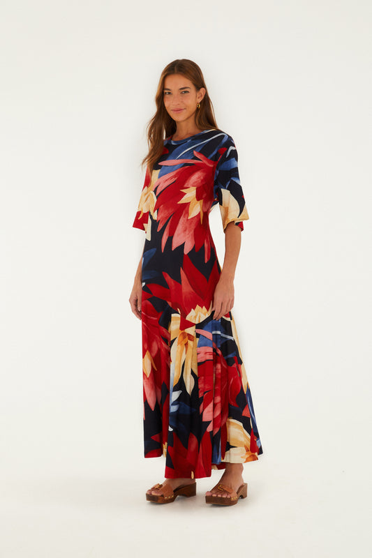 Vestido Cropped Estampado Chita Pintada