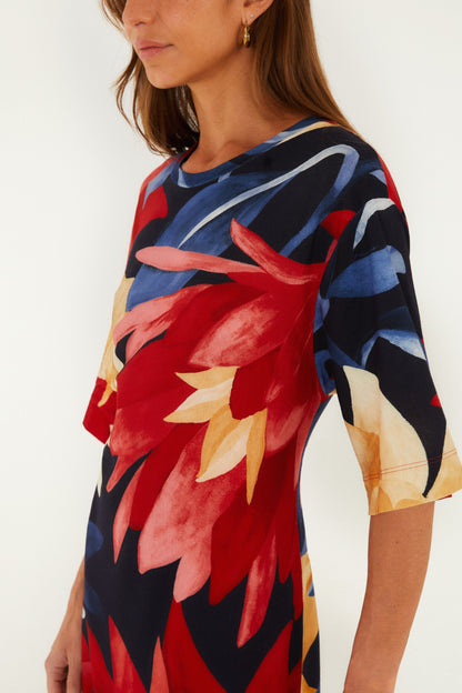Vestido Cropped Estampado Chita Pintada
