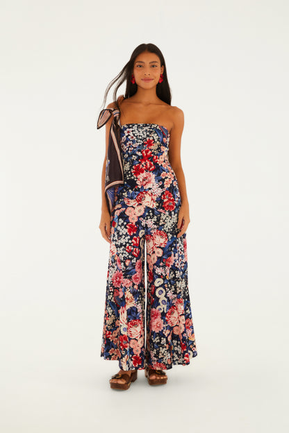 Pantalon Palazzo Estampado Canteiro de Passarinhos