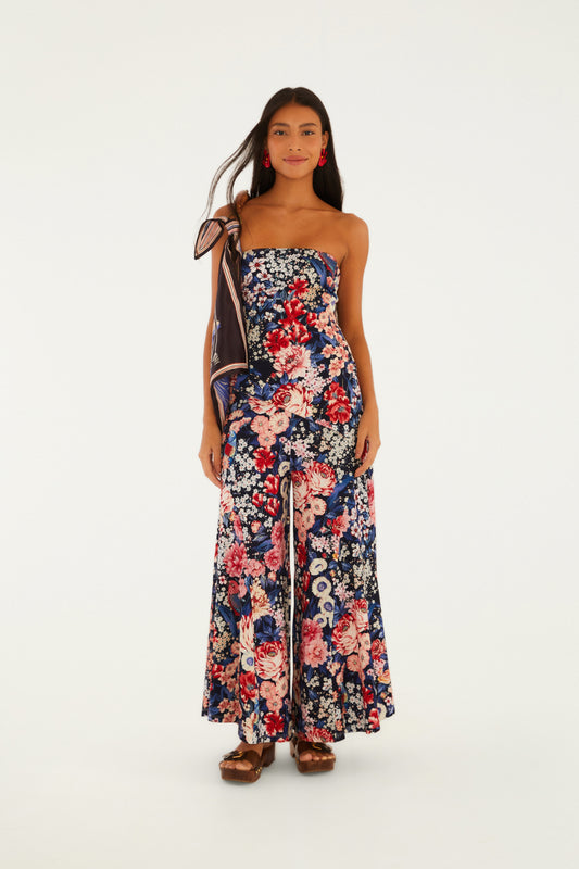Pantalon Palazzo Estampado Canteiro de Passarinhos