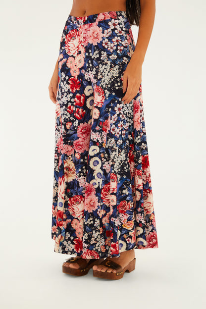 Pantalon Palazzo Estampado Canteiro de Passarinhos