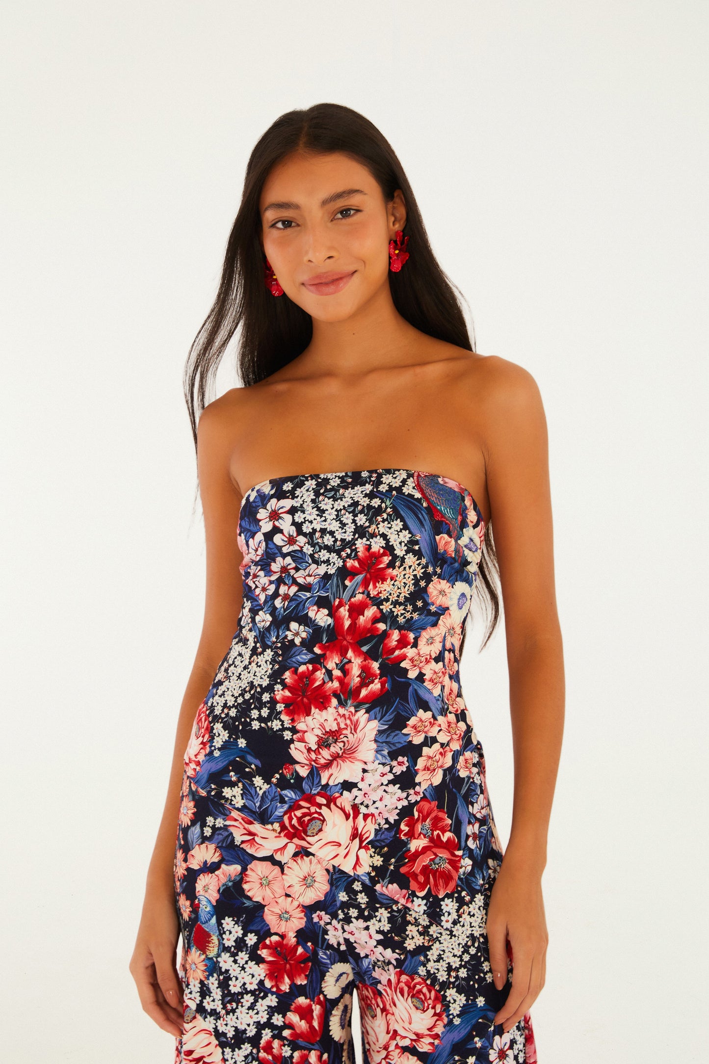 Blusa Abertura Estampada Canteiro de Passarinhos