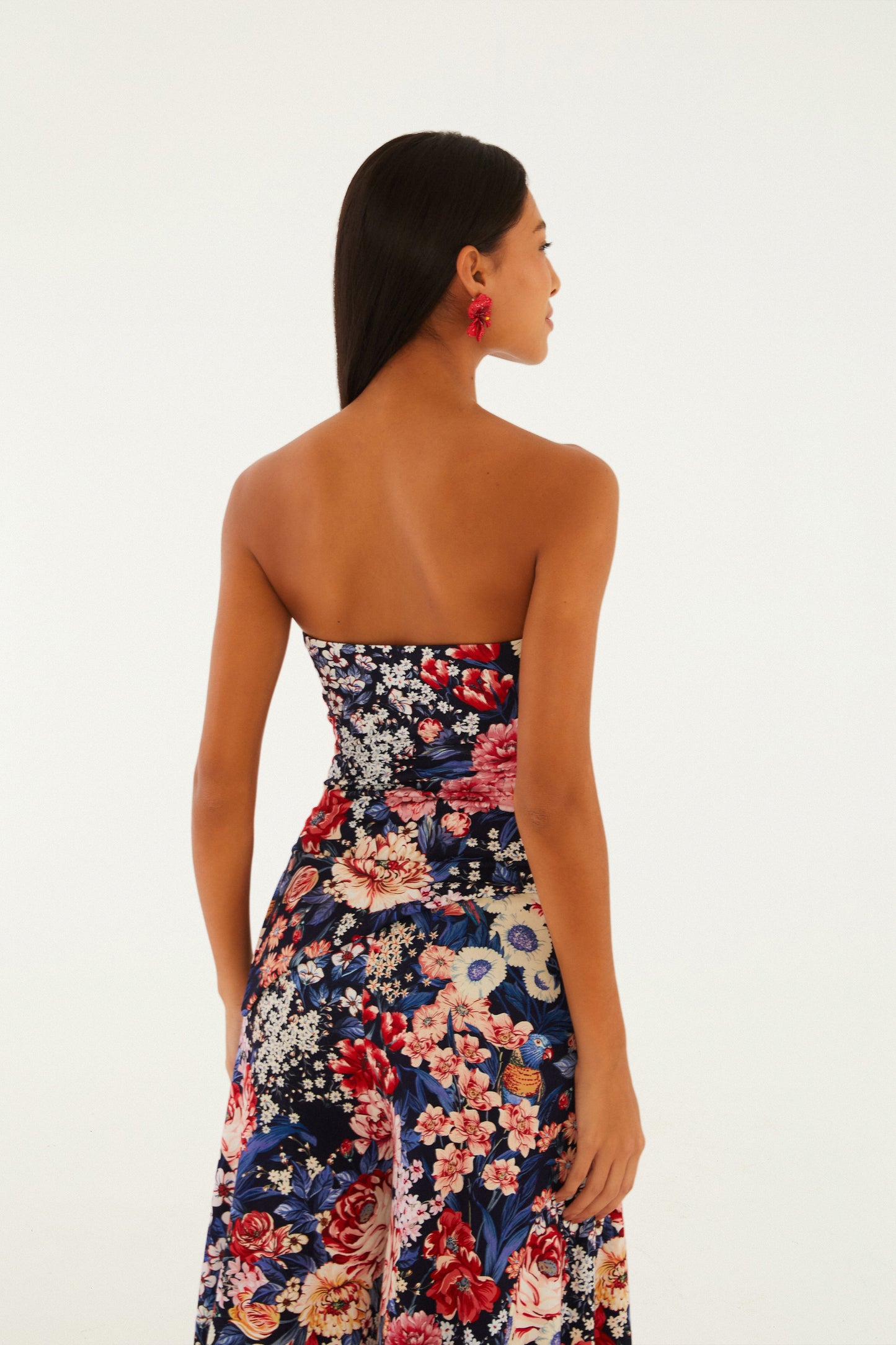 Blusa Abertura Estampada Canteiro de Passarinhos