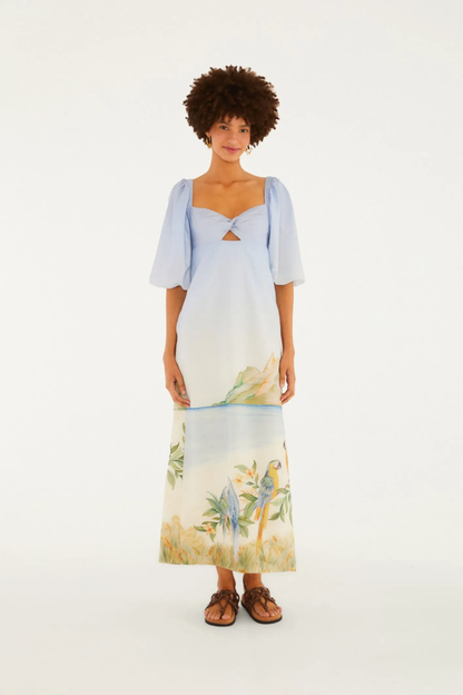 Vestido Reto Estampado Rio Antigo