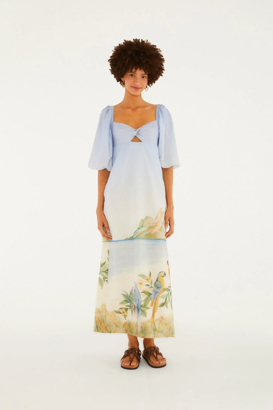 Vestido Reto Estampado Rio Antigo
