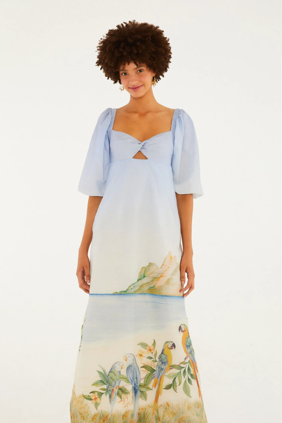 Vestido Reto Estampado Rio Antigo