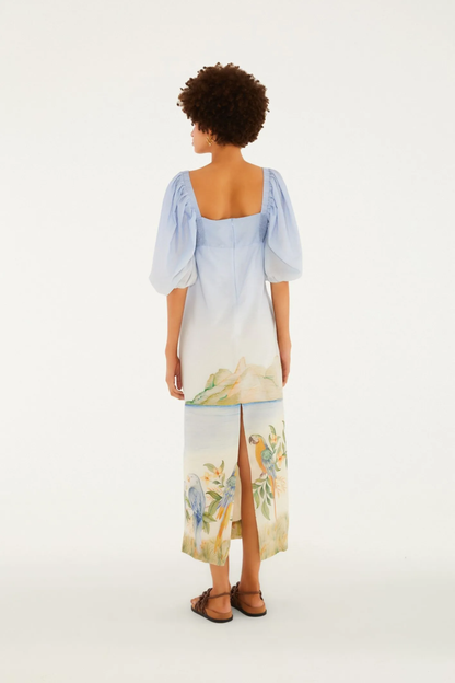 Vestido Reto Estampado Rio Antigo