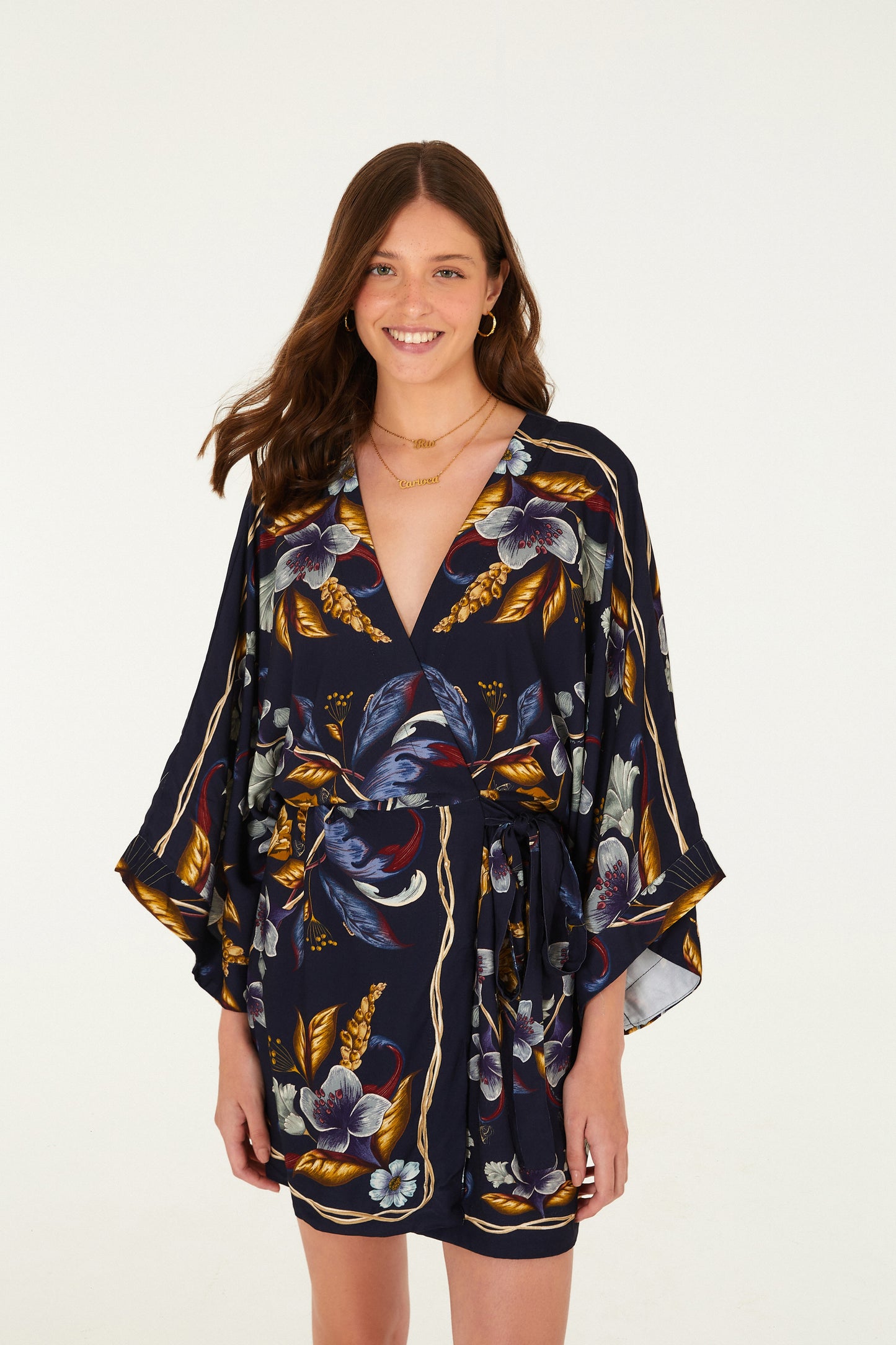 Vestido Corto Estampado Floral Maye Azul