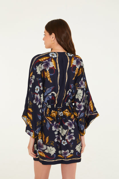 Vestido Corto Estampado Floral Maye Azul