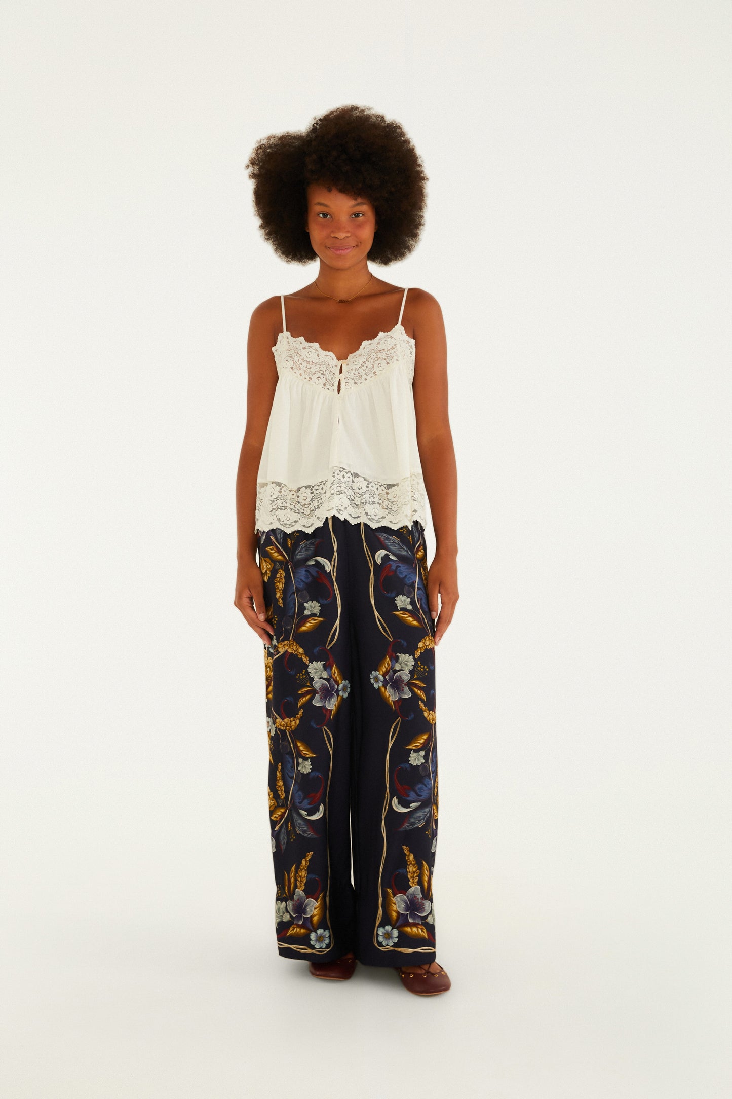 Pantalón Estampada Floral Maye Azul