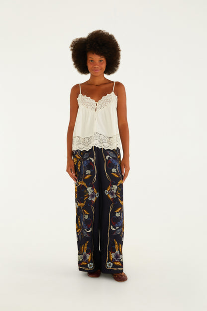 Pantalón Estampada Floral Maye Azul