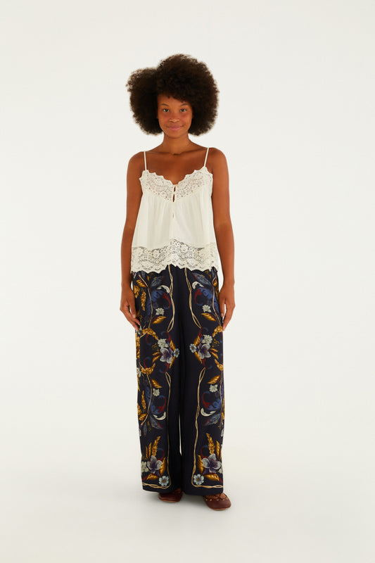 Pantalón Estampada Floral Maye Azul