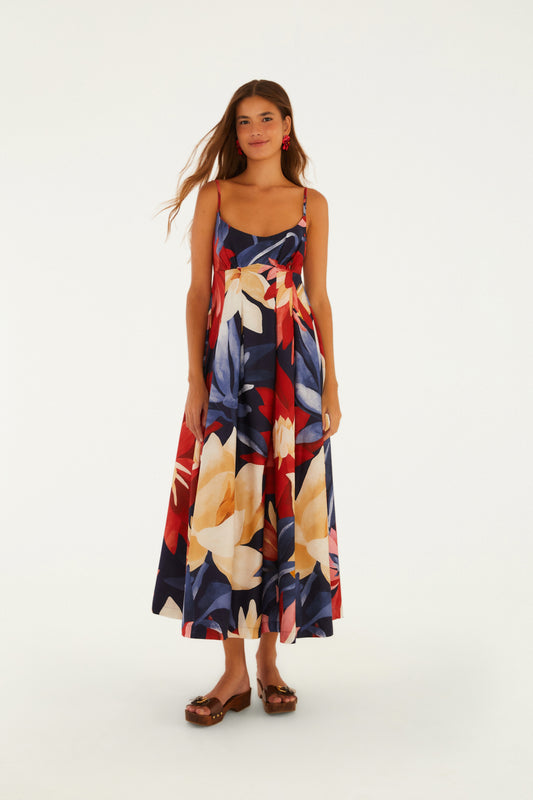 Vestido Cropped Estampado Chita Pintada