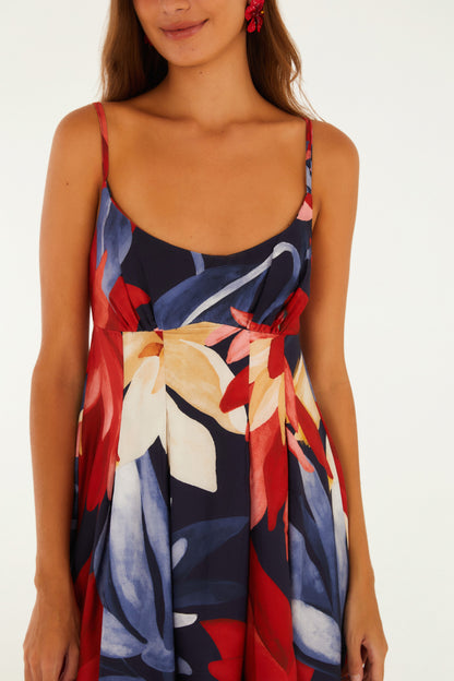 Vestido Cropped Estampado Chita Pintada