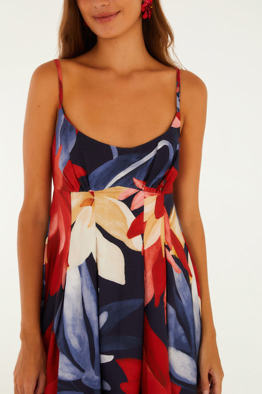 Vestido Cropped Estampado Chita Pintada
