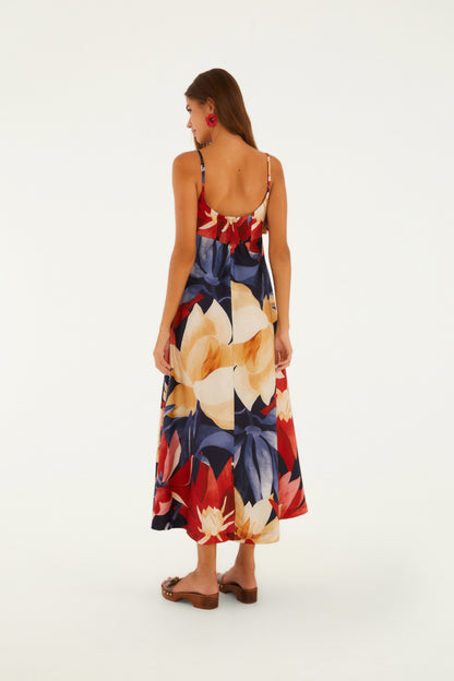 Vestido Cropped Estampado Chita Pintada