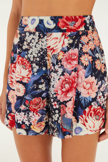 Short Estampado Canteiro de Passarinhos