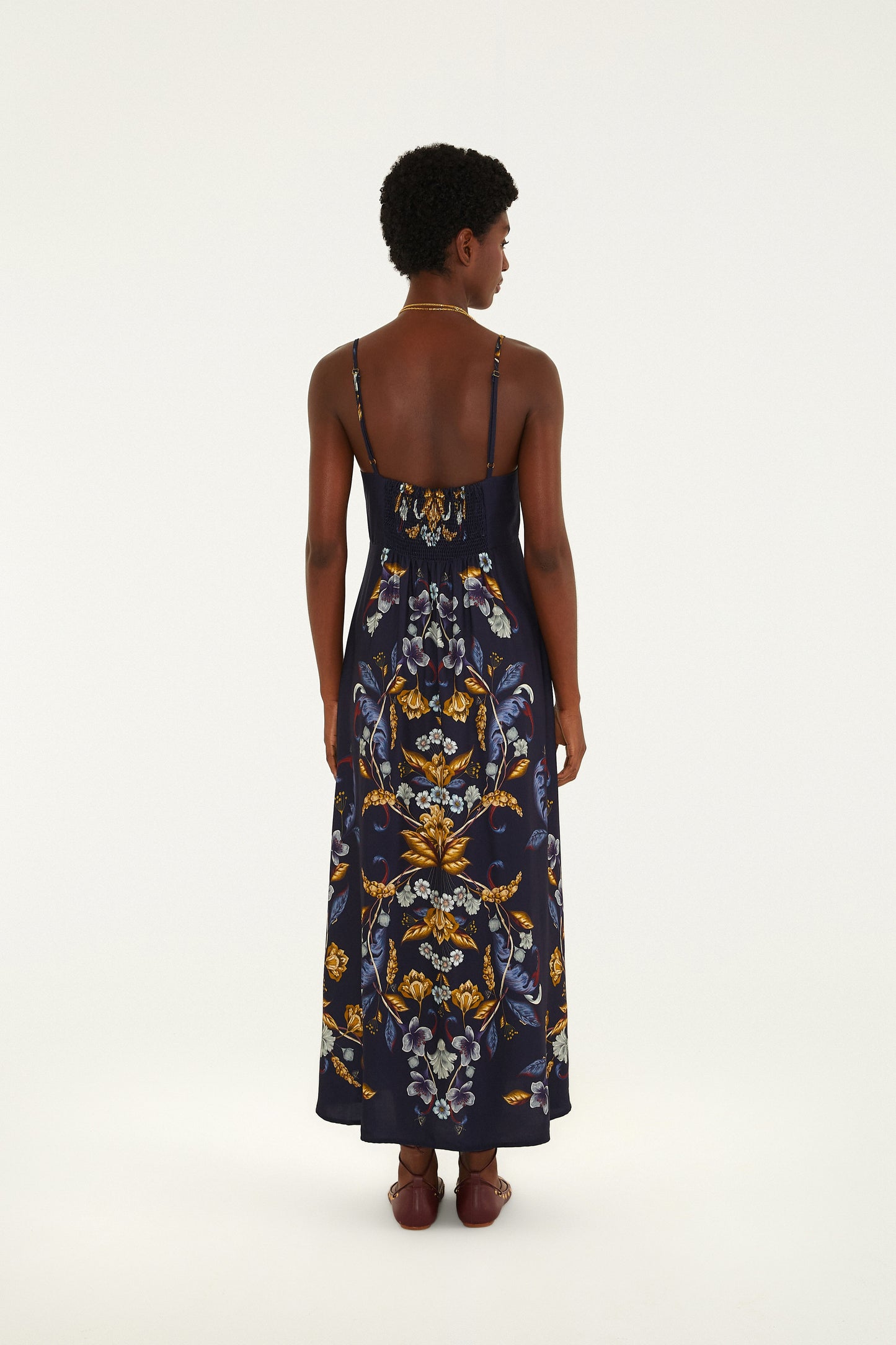 Vestido Alça Estampado Floral Maye Azul