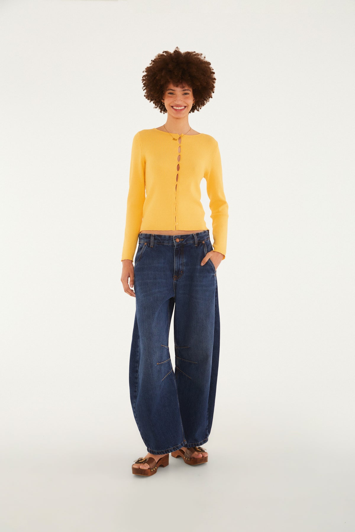 Blusa Tricot Manga Larga Amarelo Marcelle