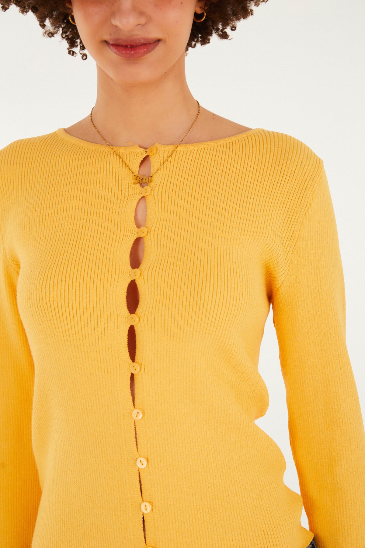 Blusa Tricot Manga Larga Amarelo Marcelle