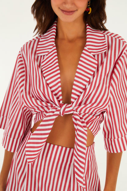 Camisa Cropped a Rayas