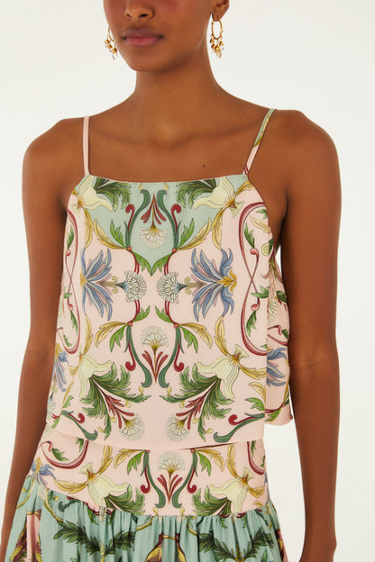 Blusa Sin Mangas Estampada Florescer