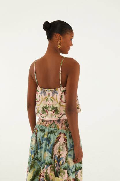 Blusa Sin Mangas Estampada Florescer